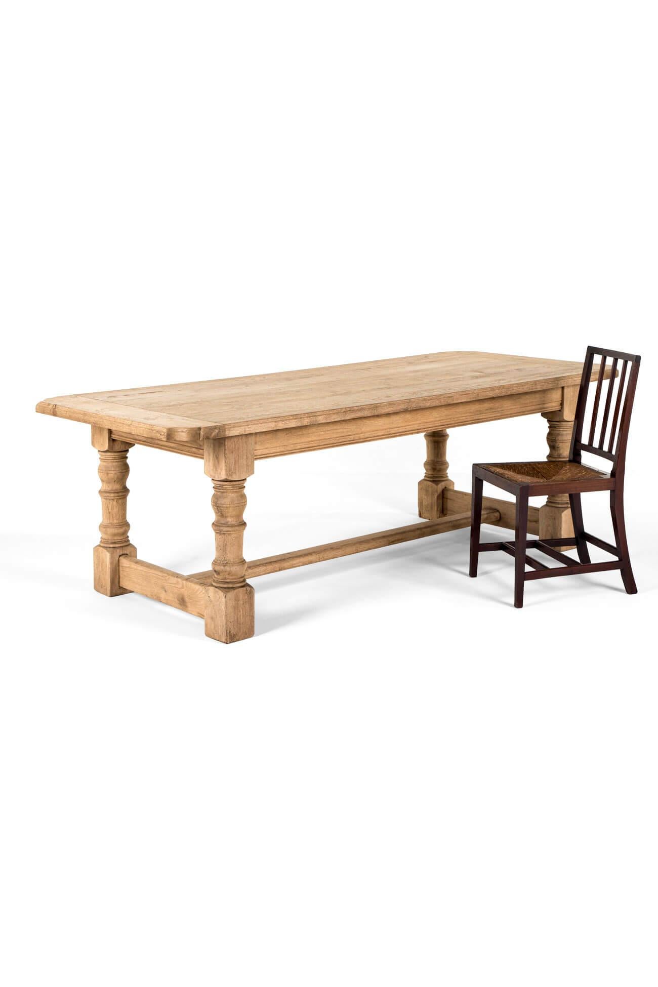 Grande table de ferme française en chêne strié en vente 3