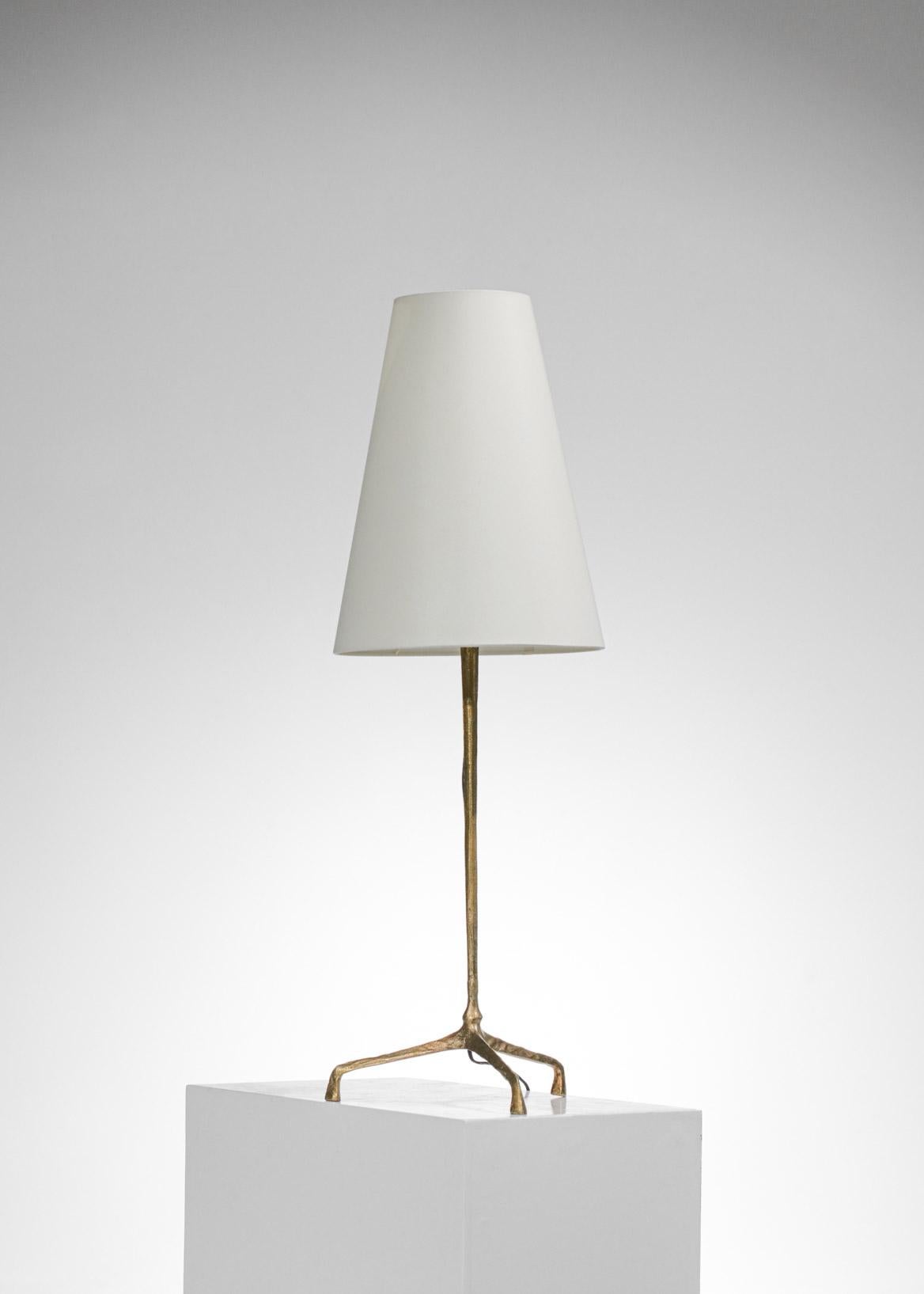 French Large Table Lamp by Felix Agostini in Gilded Bronze 50's - F423 4