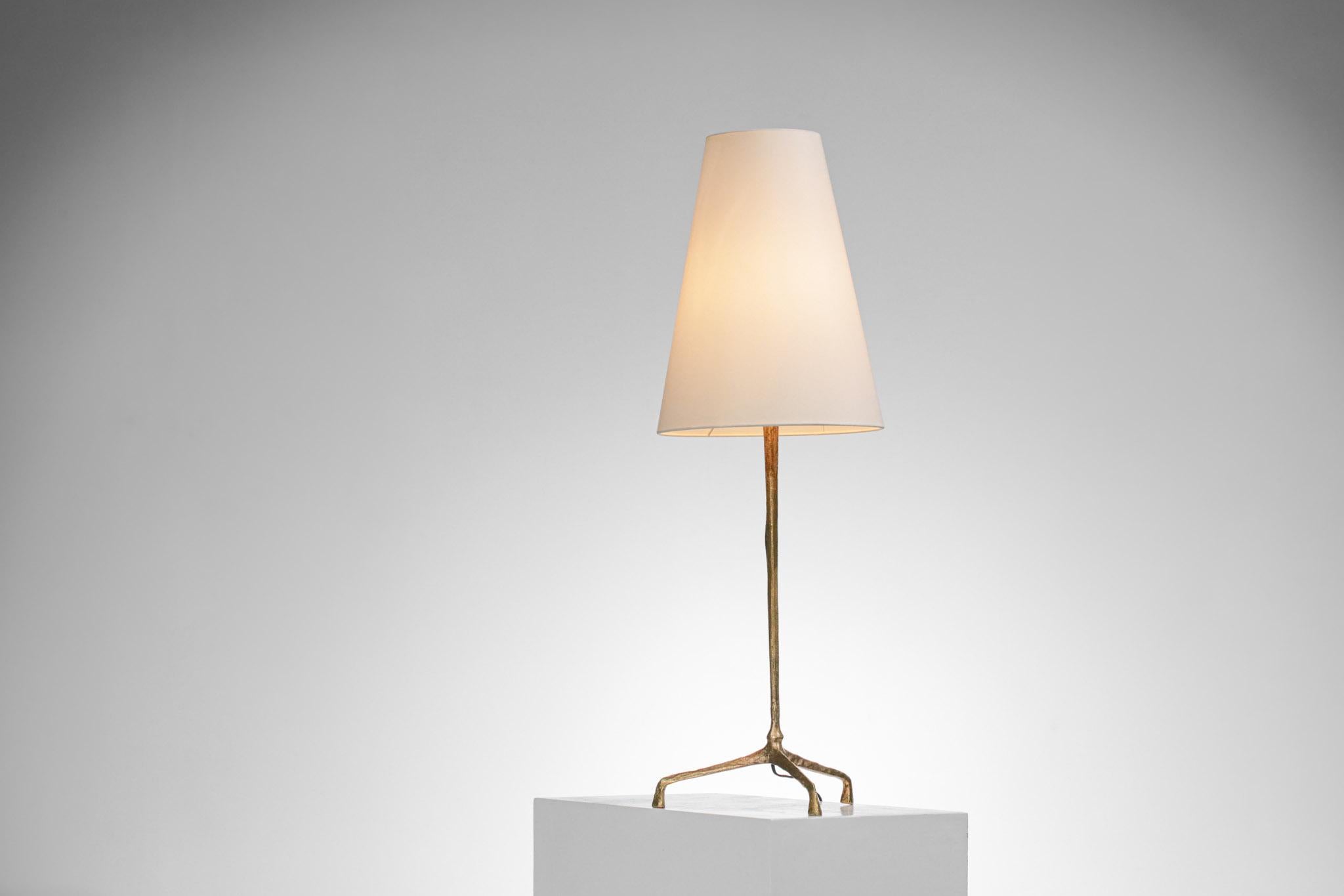 French Large Table Lamp by Felix Agostini in Gilded Bronze 50's - F423 2