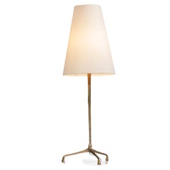 French Large Table Lamp by Felix Agostini in Gilded Bronze 50's - F423