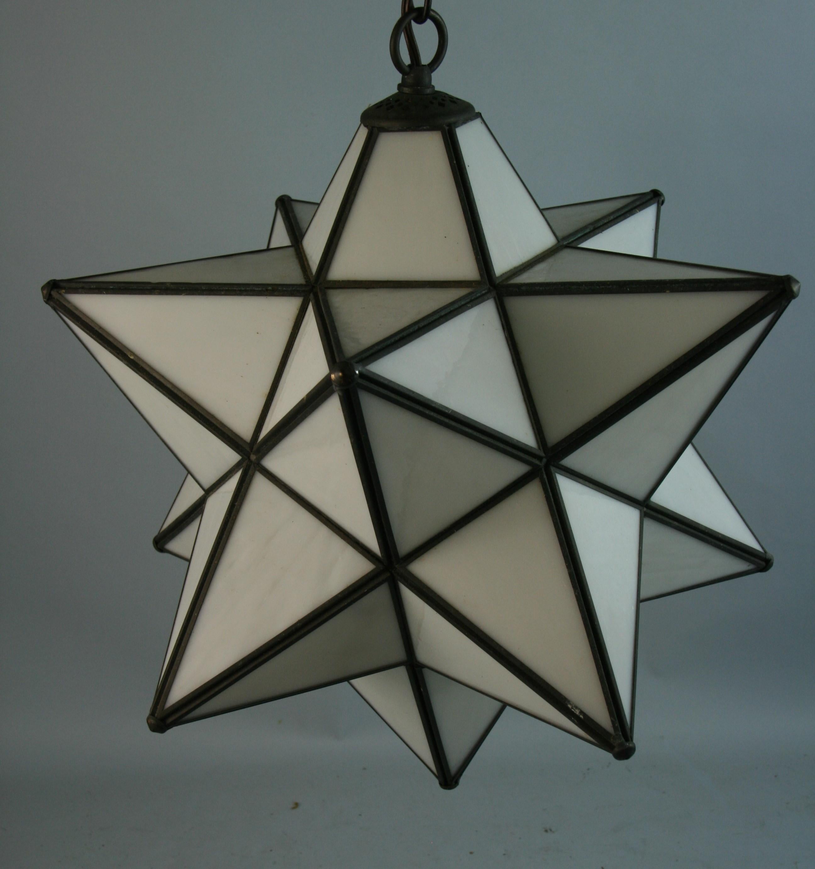 Mid-20th Century French Large White Glass Star Pendant For Sale