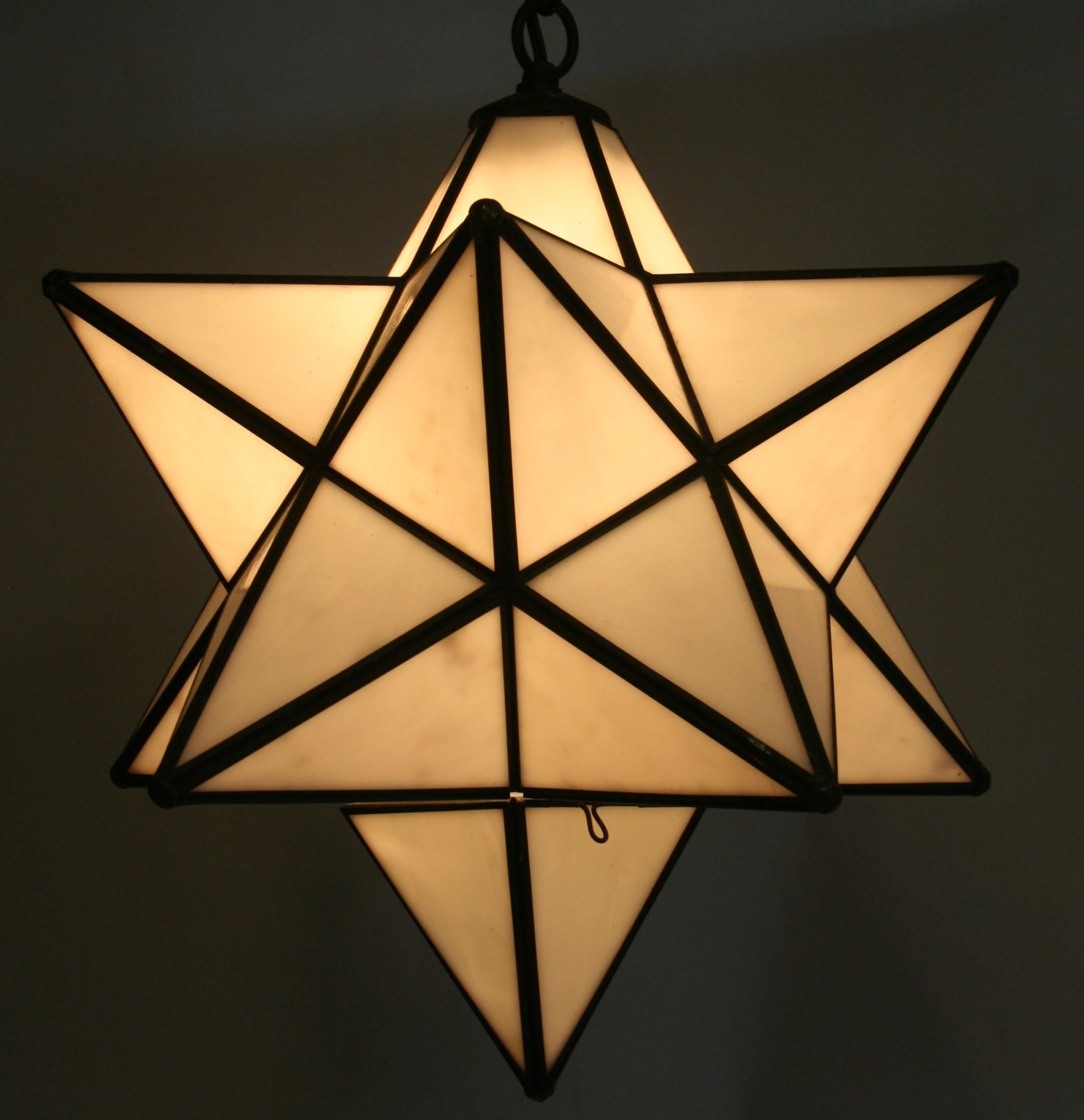 Art Glass French Large White Glass Star Pendant For Sale