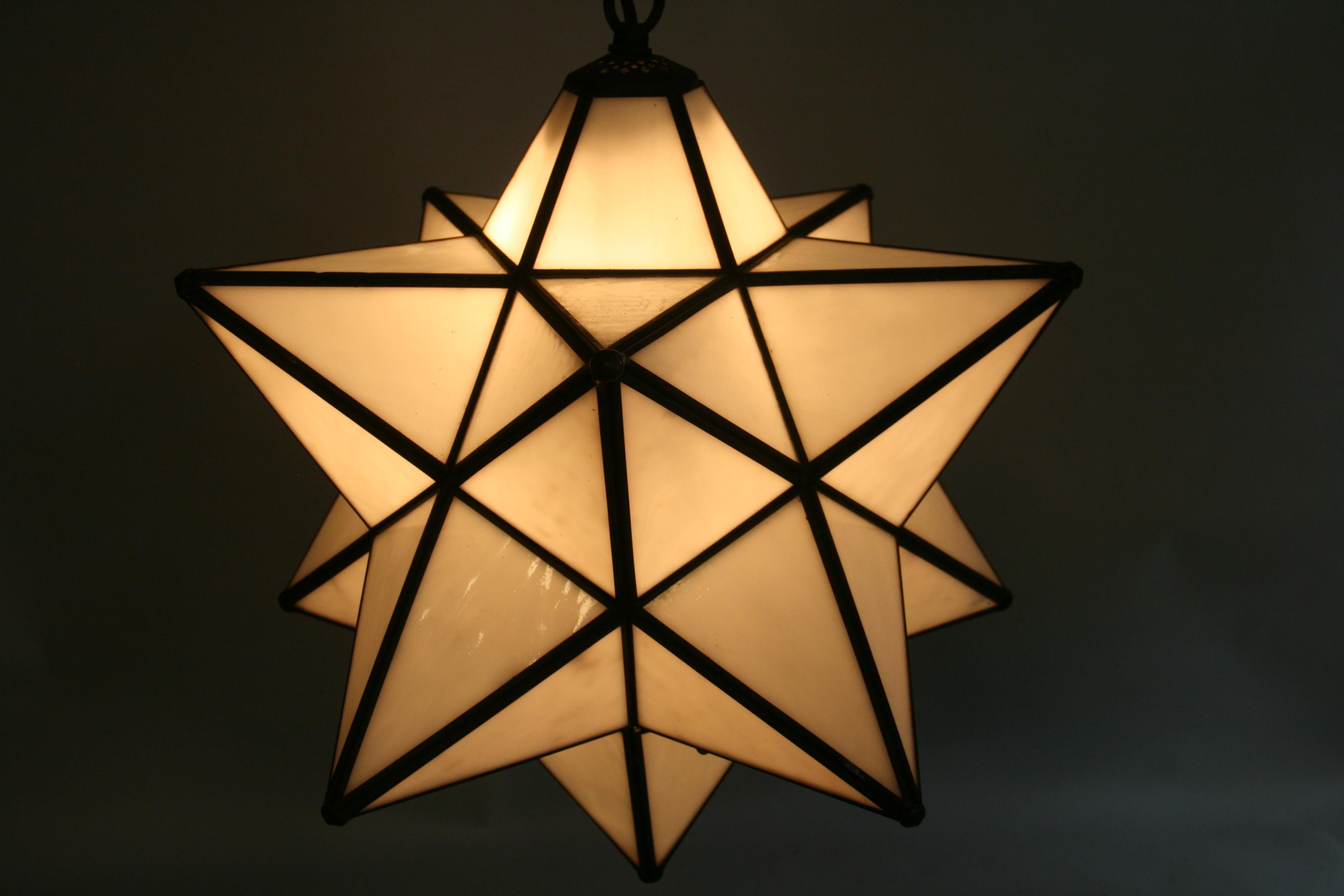 French Large White Glass Star Pendant For Sale 1