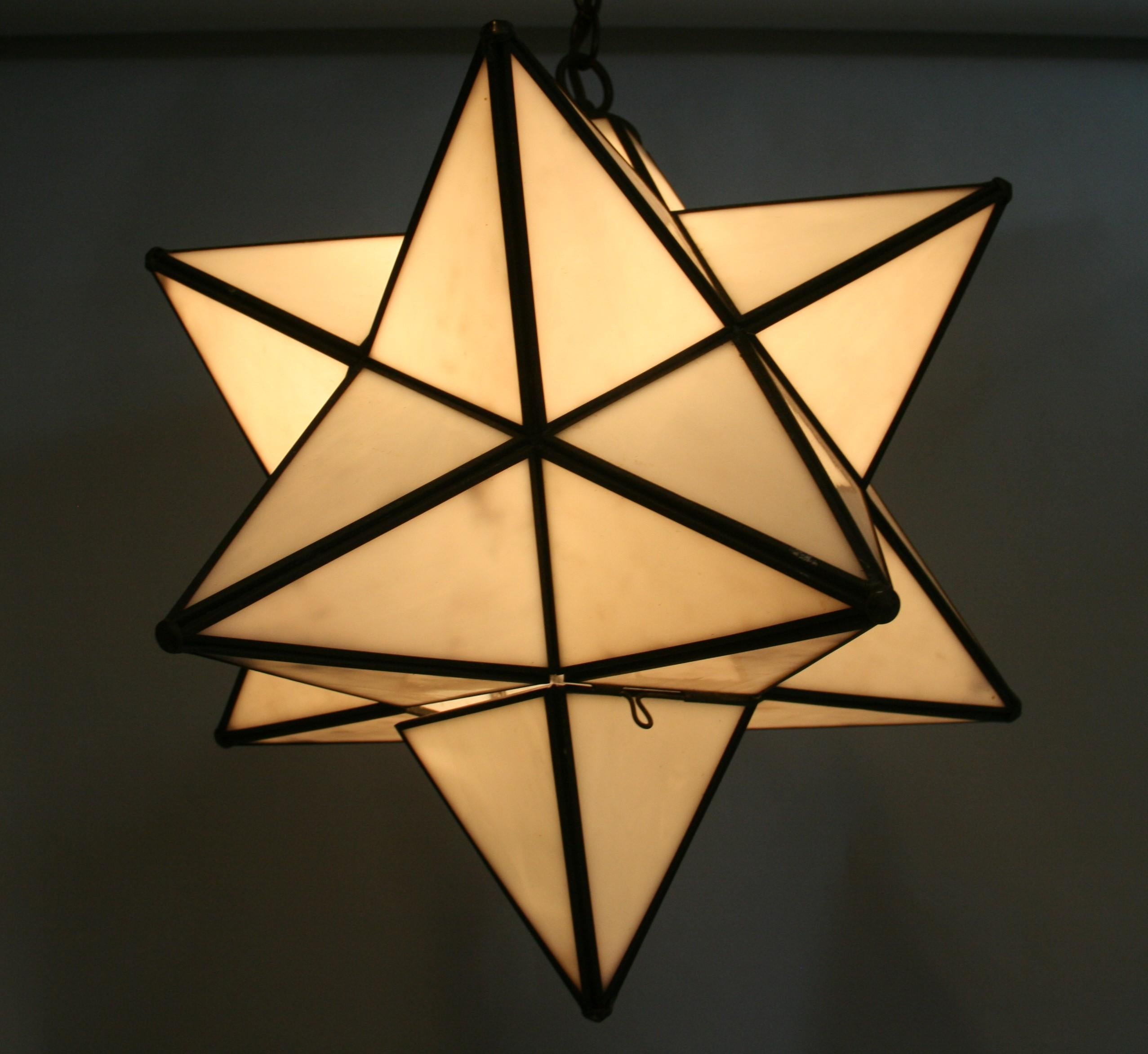 French Large White Glass Star Pendant For Sale 2