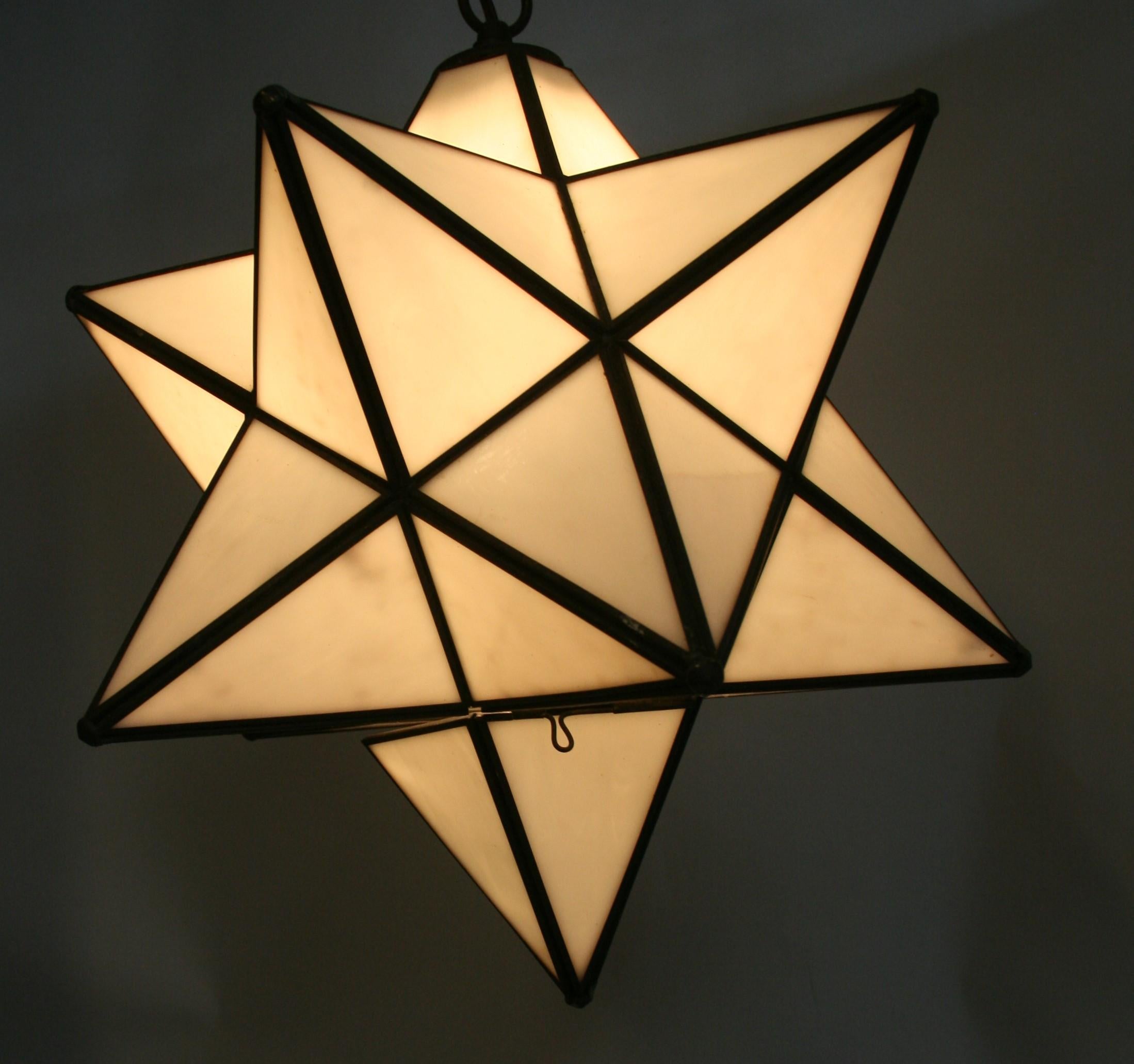 French Large White Glass Star Pendant For Sale 3