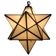 French Large White Glass Star Pendant