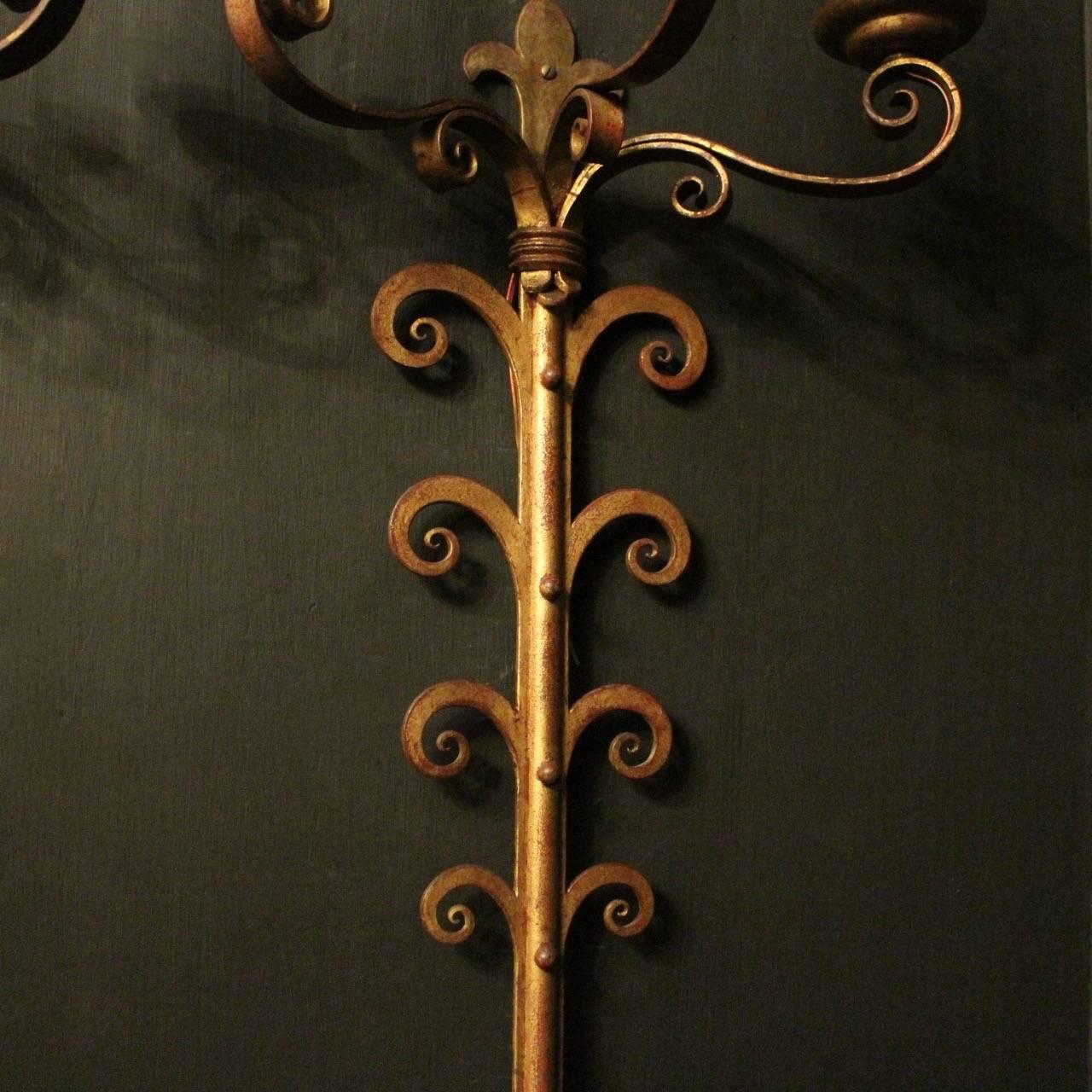 20th Century French Large Wrought Iron Antique Wall Lights