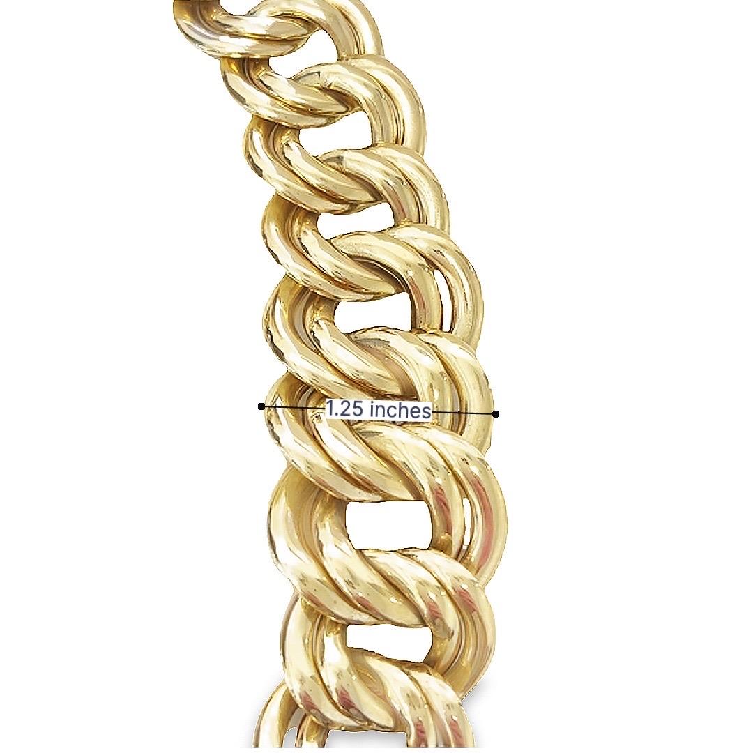 Cuban Link Yellow Gold Chain Necklace, French In Excellent Condition For Sale In Beverly Hills, CA