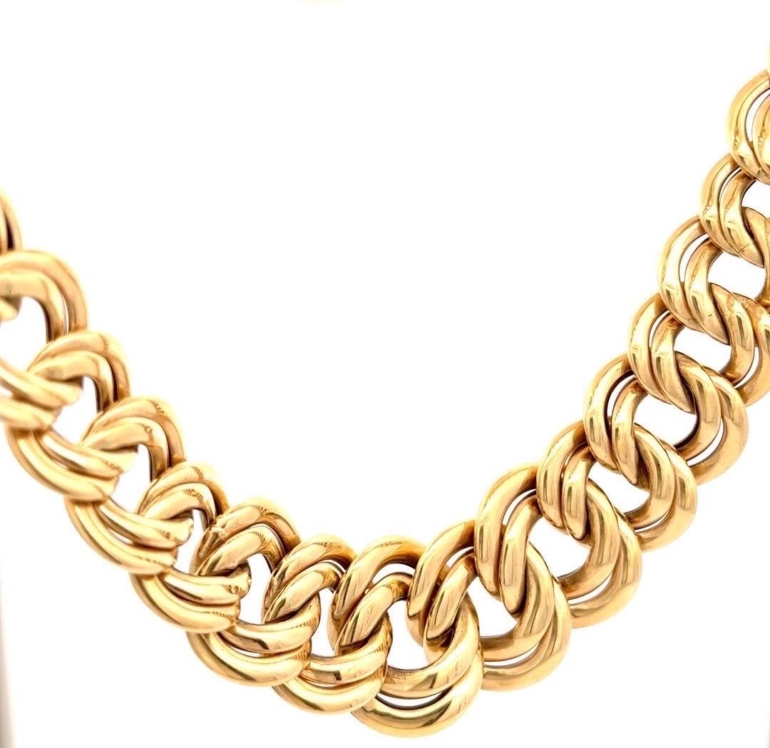 Cuban Link Yellow Gold Chain Necklace, French For Sale 1