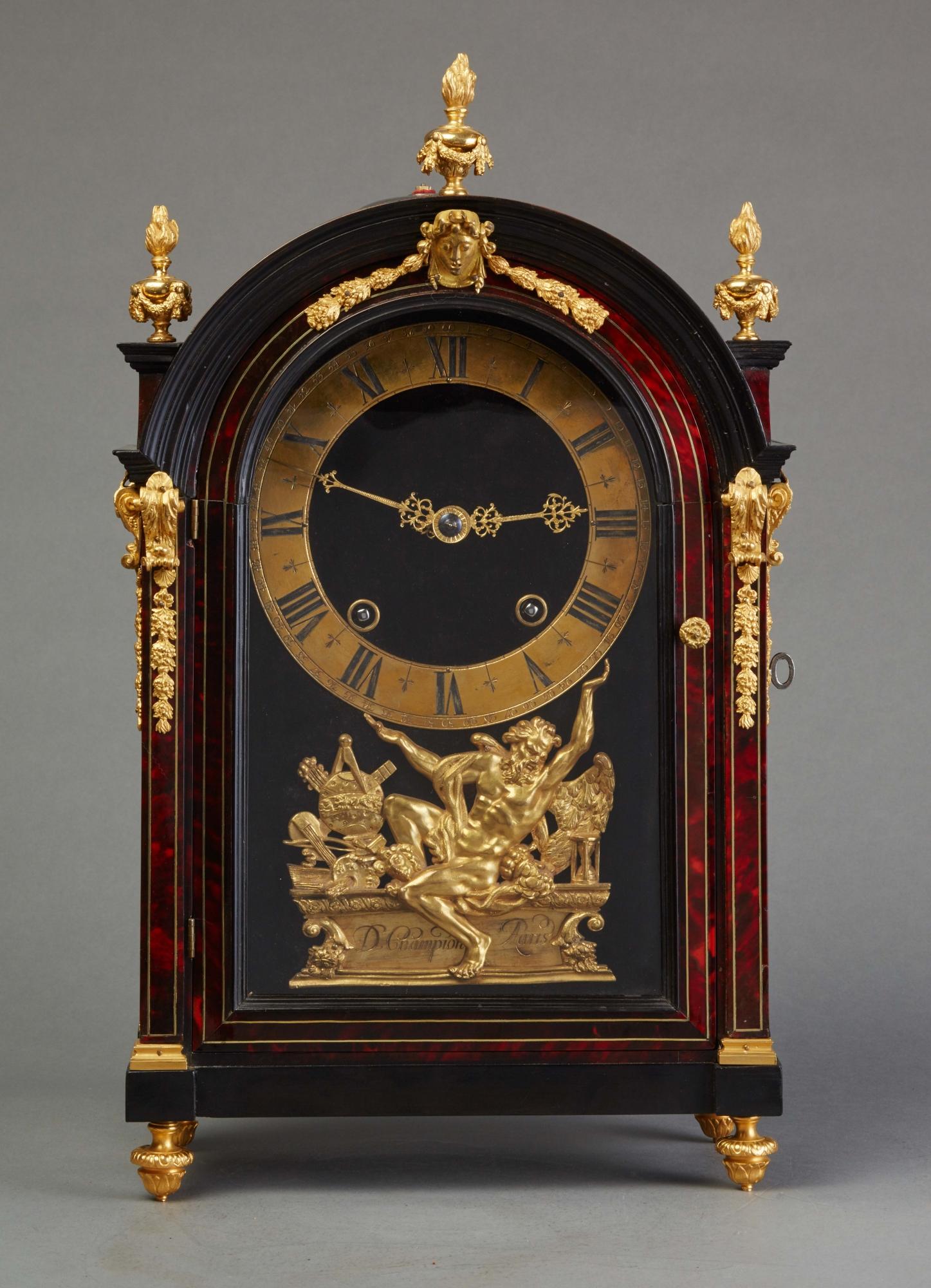 Gilt French late 17th century Louis XIV 'Religieuse Clock' by D. Champion of Paris  For Sale