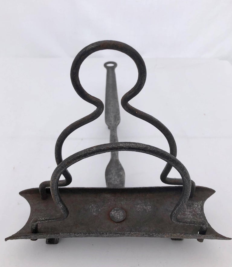 French Late 1800s Wrought Iron Fireplace Articulated Bread Toaster For