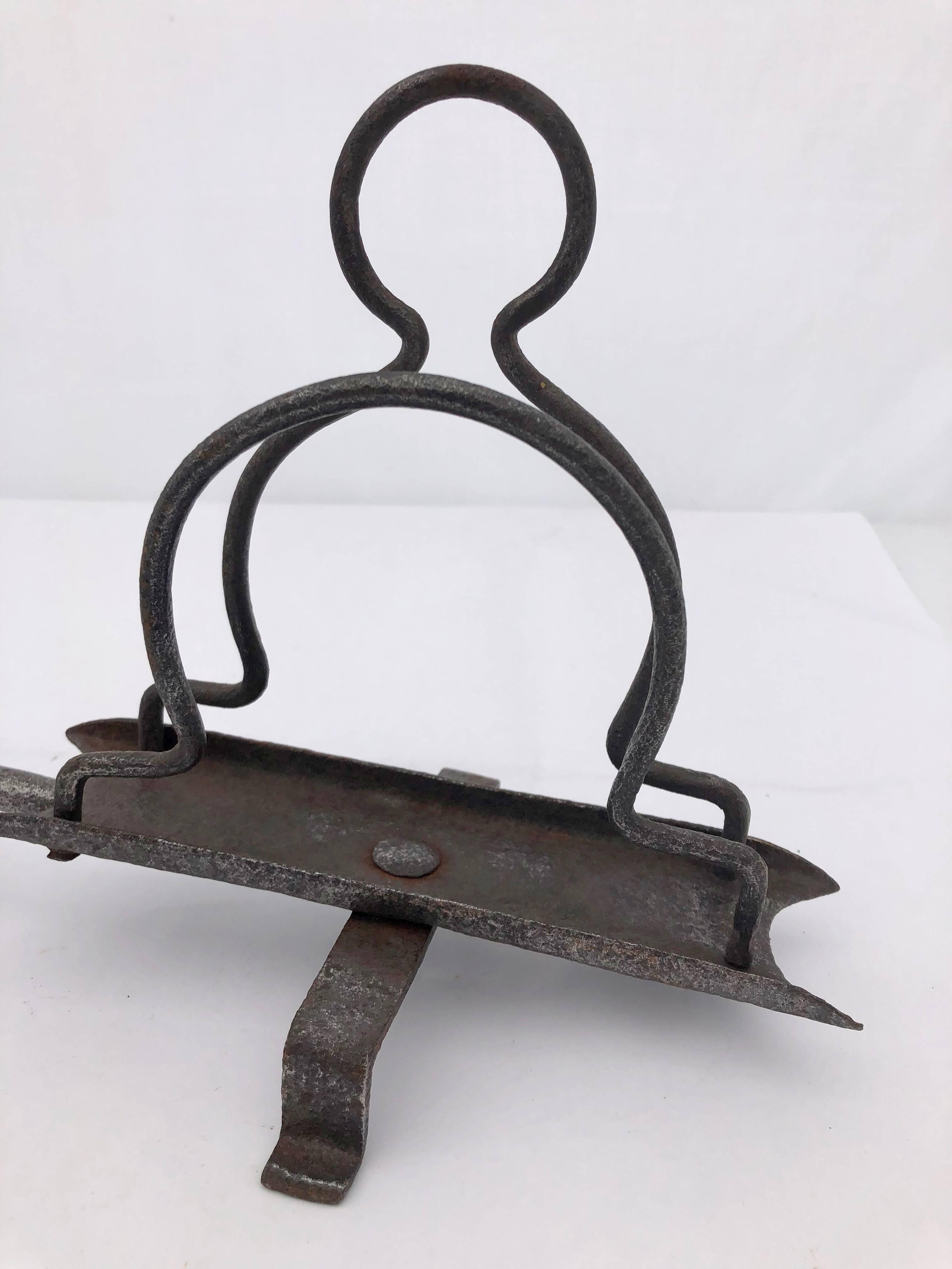 19th Century French Late 1800s Wrought Iron Fireplace Articulated Bread Toaster For Sale