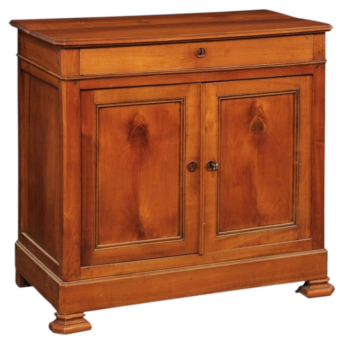 French Late 18th C. Cherry Wood Cabinet w/Single Drawer & 2 Doors For Sale