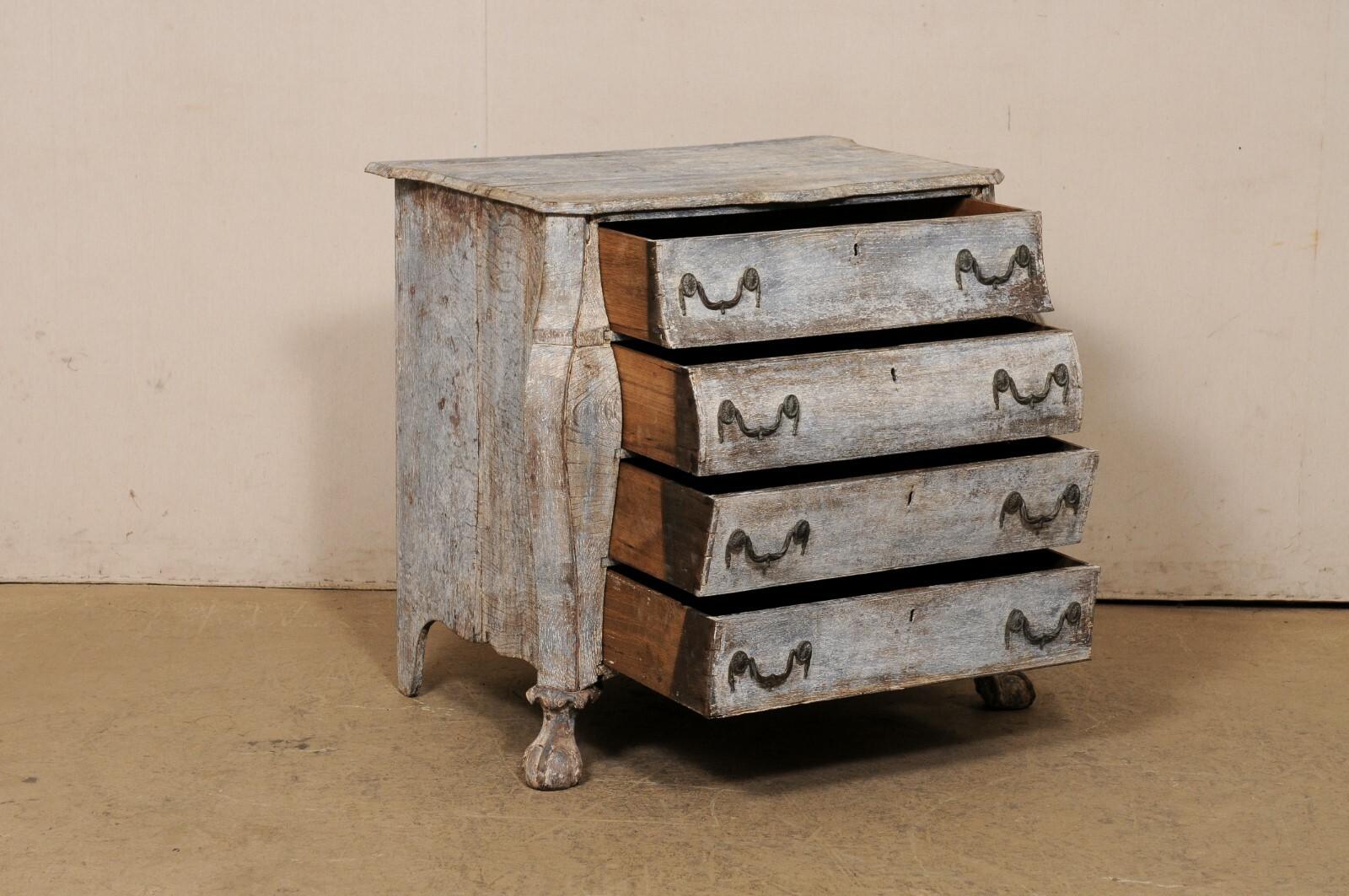19th Century French Late 18th C. Curvy Bombé Front Chest w/Fabulous Paw Feet w/