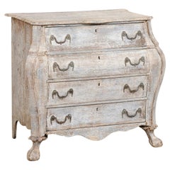 French Late 18th C. Curvy Bombé Front Chest w/Fabulous Paw Feet w/"Fur" Ankles