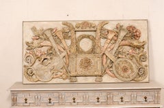 French Late 18th C. Wooden Decorative Wall Plaque in a Musical Motif (6 ft wide)