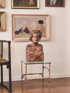 French Late 18th Century Carved Wood Bust 'À L'Antique'