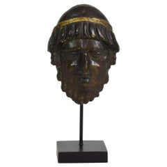 French Late 18th Century Carved Wood Neoclassical Head Fragment