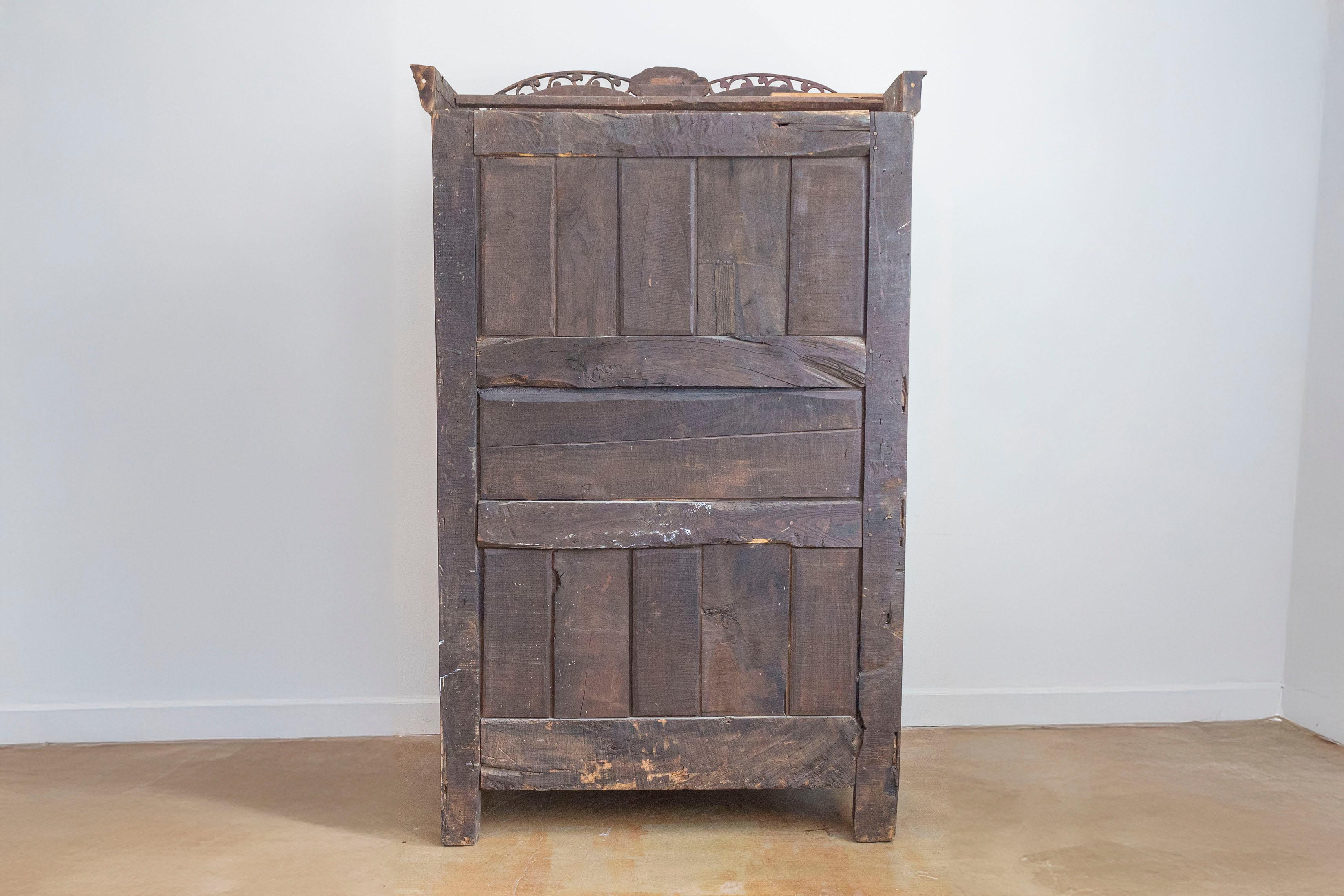 French Late 18th Century Cherry Armoire from Rennes with Hand Carved Décor 10