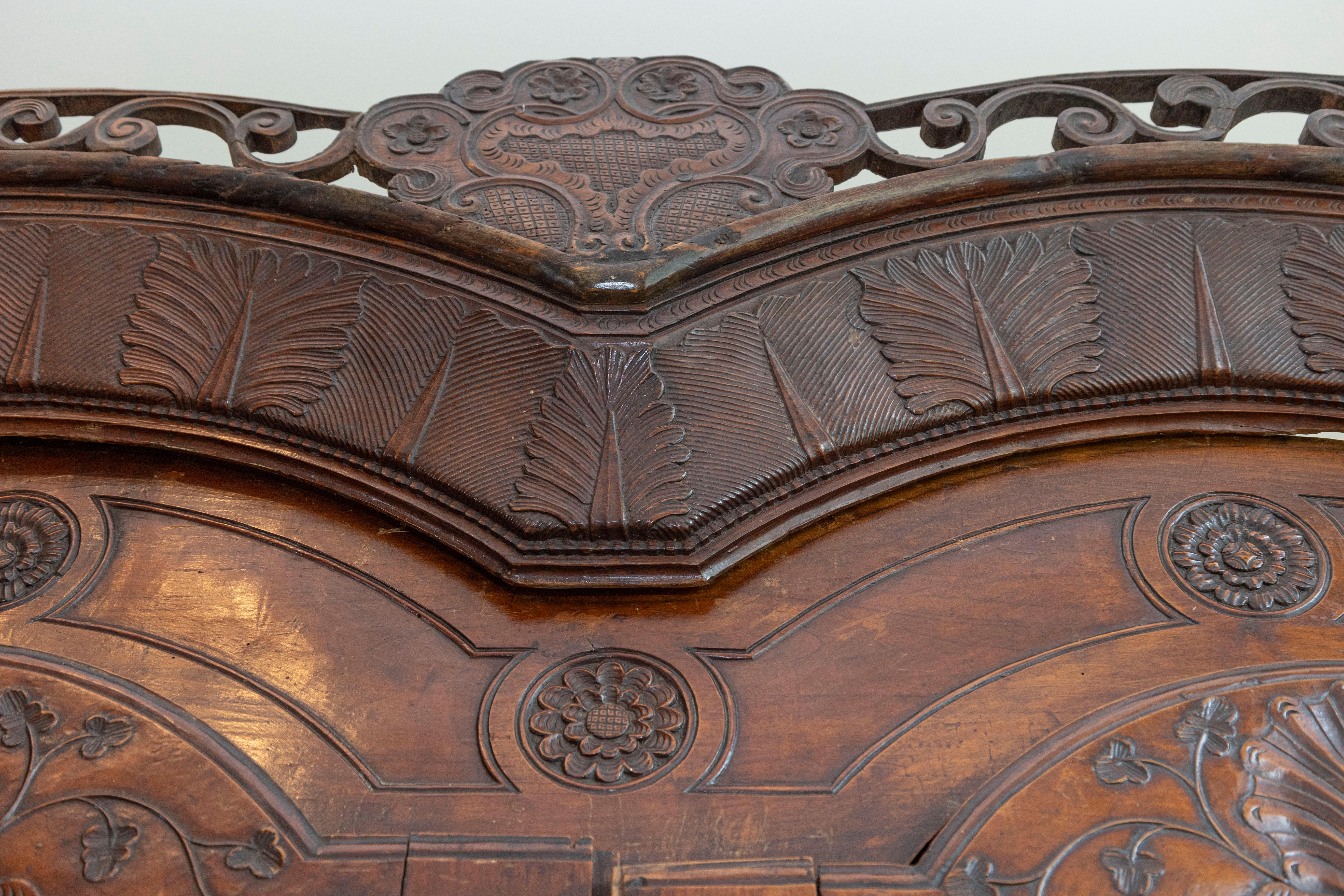 French Late 18th Century Cherry Armoire from Rennes with Hand Carved Décor 3