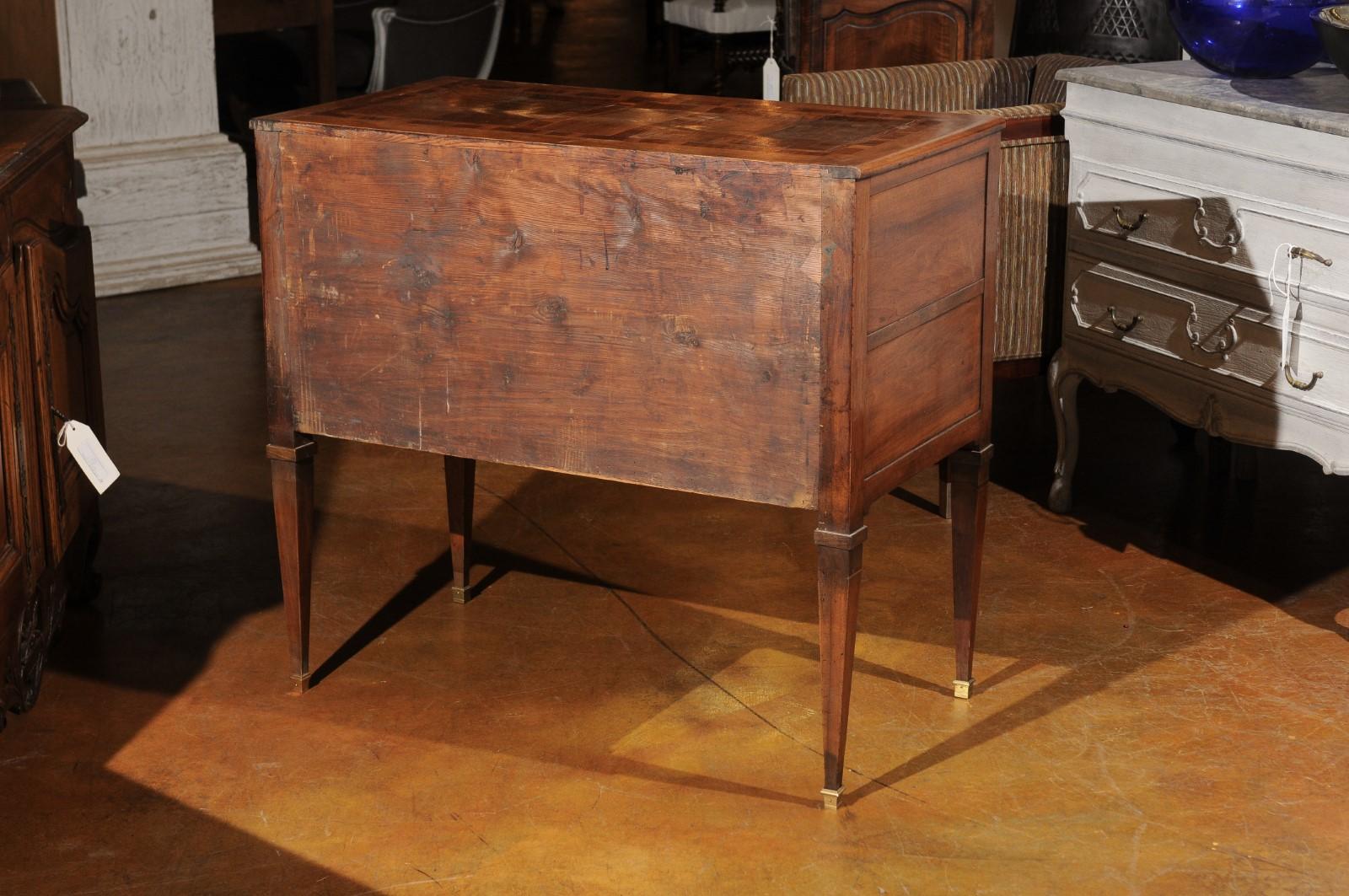 Wood French Late 18th Century Directoire Period Inlaid Commode with Tapered Legs For Sale