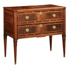 French Late 18th Century Directoire Period Inlaid Commode with Tapered Legs