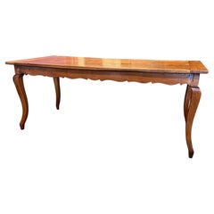 French Late 18th Century Fruitwood Farm Table with Cabriole Legs and a Drawer