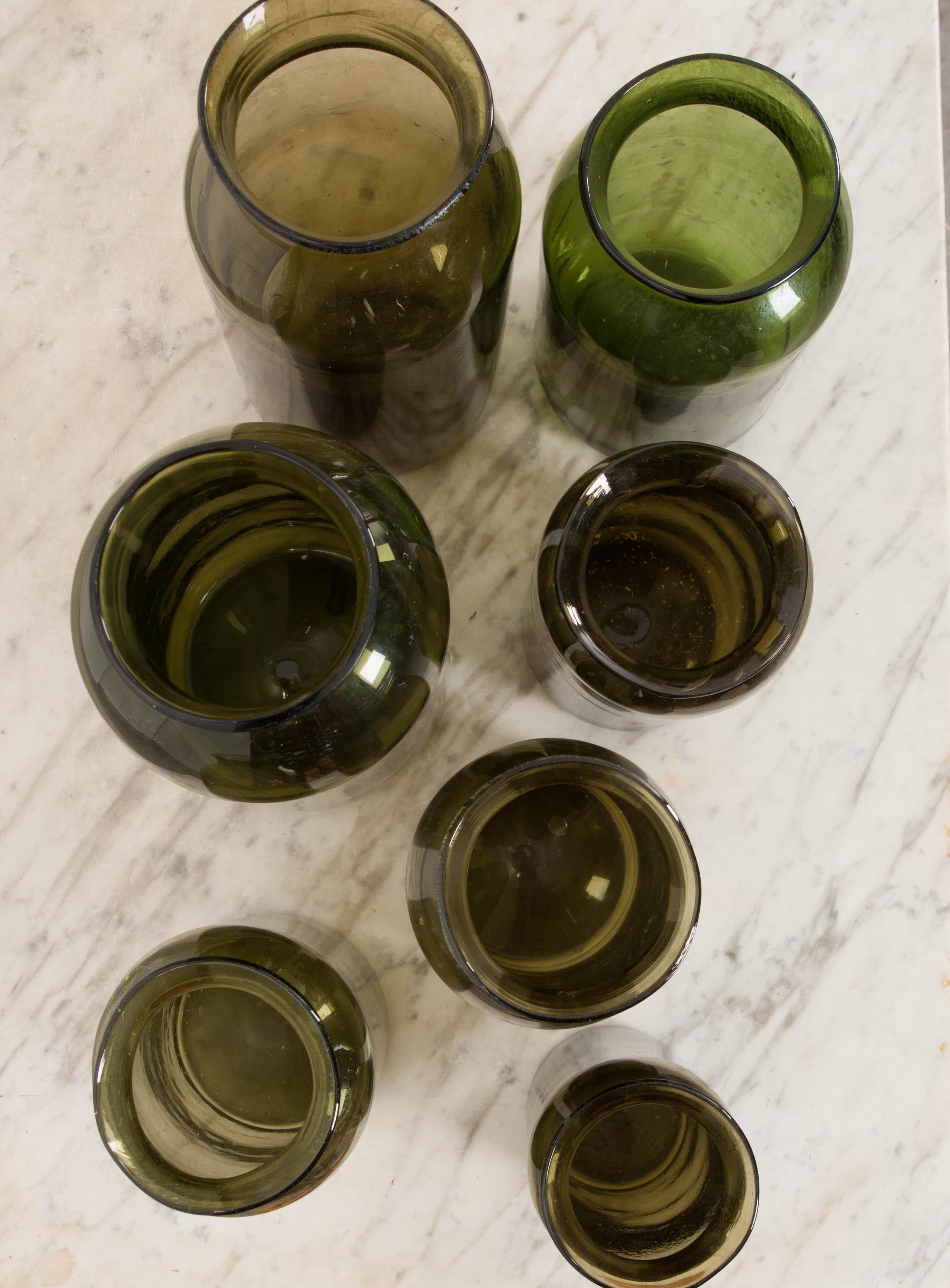 French Late 18th Century Green Glass Pickling Truffle Jars 5
