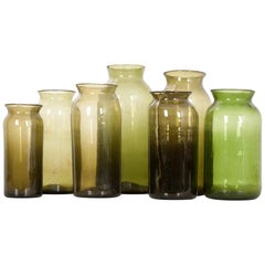 Antique French Late 18th Century Green Glass Pickling Truffle Jars