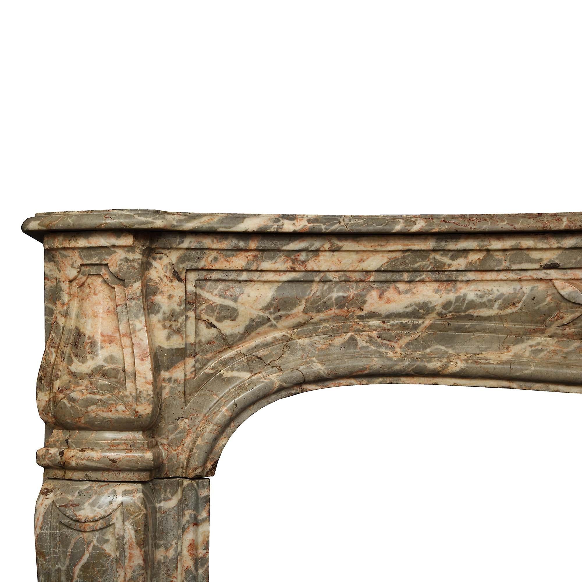 French Late 18th Century Louis XV Period Sarrancolin Marble Mantel For Sale 1