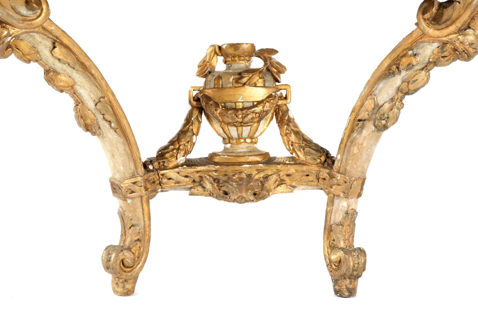 French Late 18th Century Louis XV Style Gilt-Wood Console w/ Marble Top For Sale 1