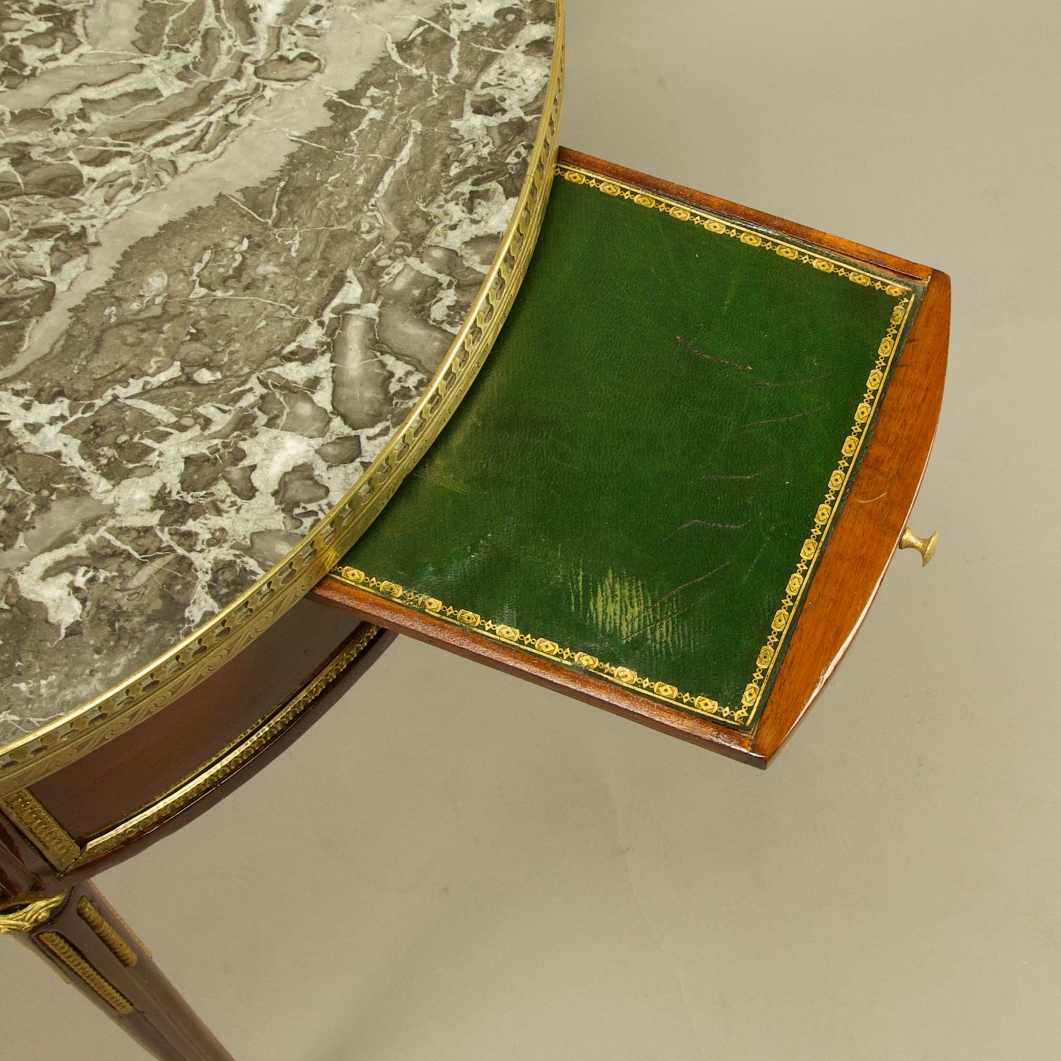 French Late 18th Century Louis XVI Mahogany and Gilt Bronze Bouillotte Table 14