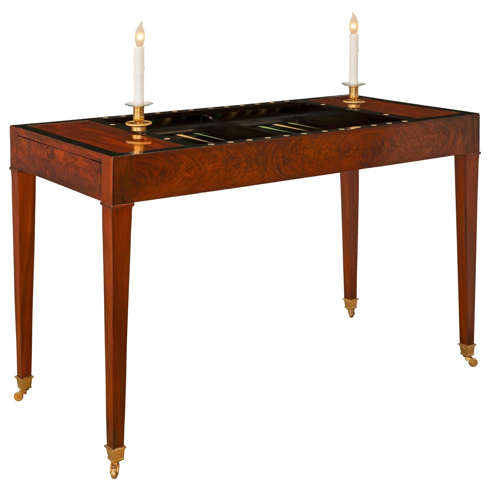 18th Century and Earlier French Late 18th Century Louis XVI Period Mahogany and Ormolu Games Table For Sale