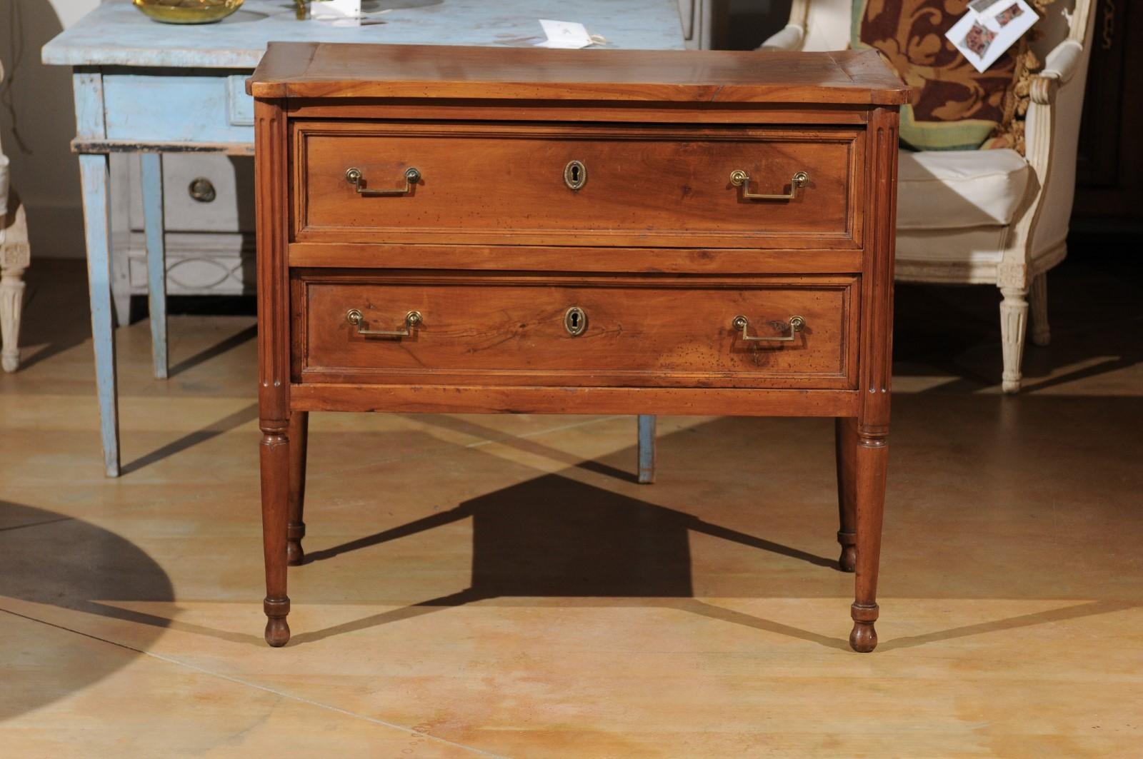 French Late 18th Century Louis XVI Period Walnut Commode with Two Drawers 6