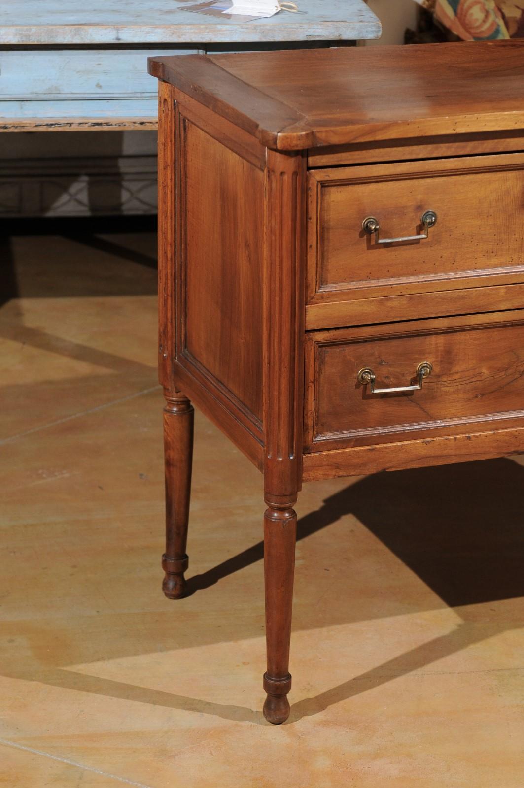 18th Century and Earlier French Late 18th Century Louis XVI Period Walnut Commode with Two Drawers