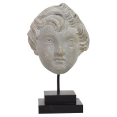 French Late 18th Century Neoclassical Grey Marble Angel Head