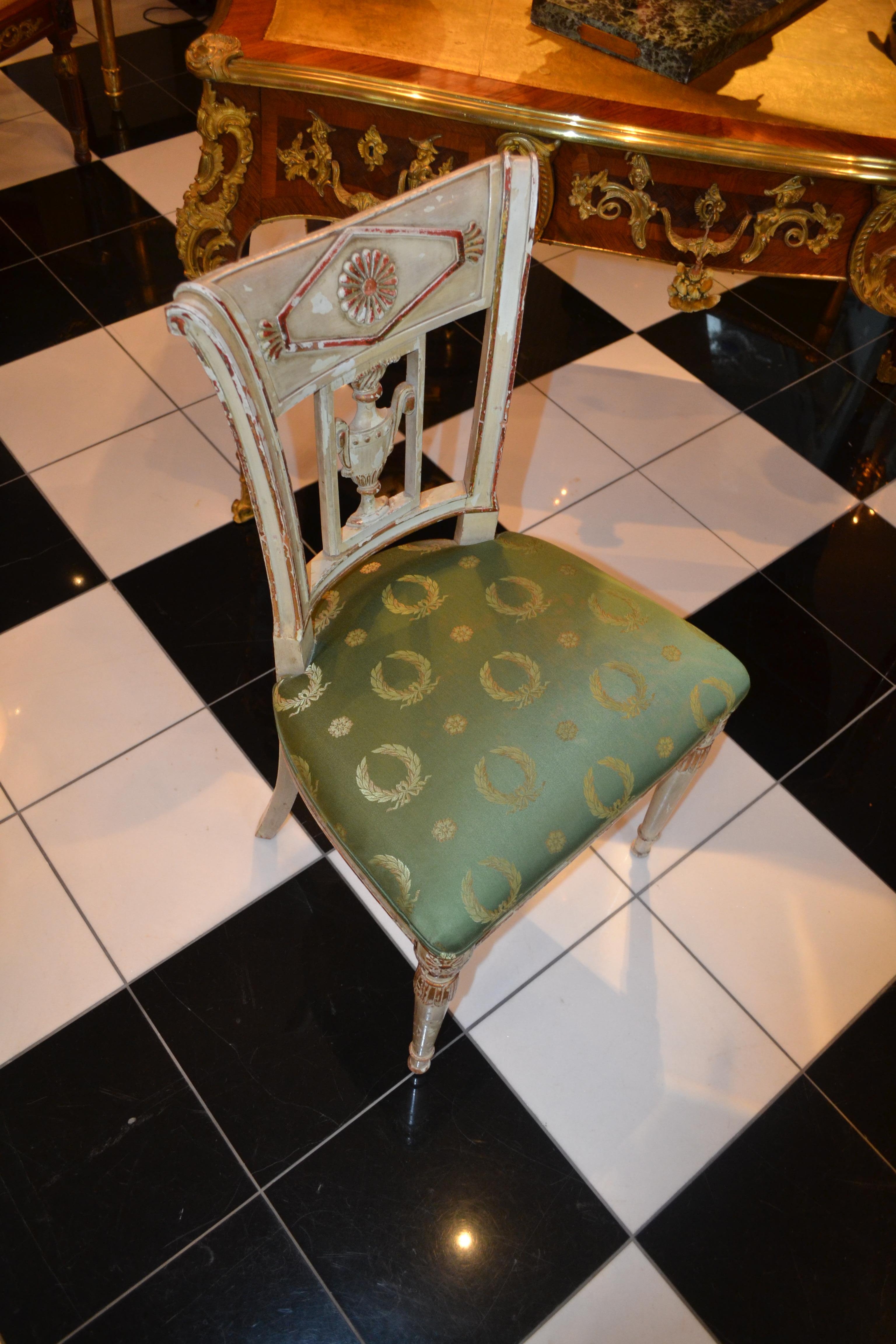 Wood French Late 18th Century Painted Directoire Chair For Sale
