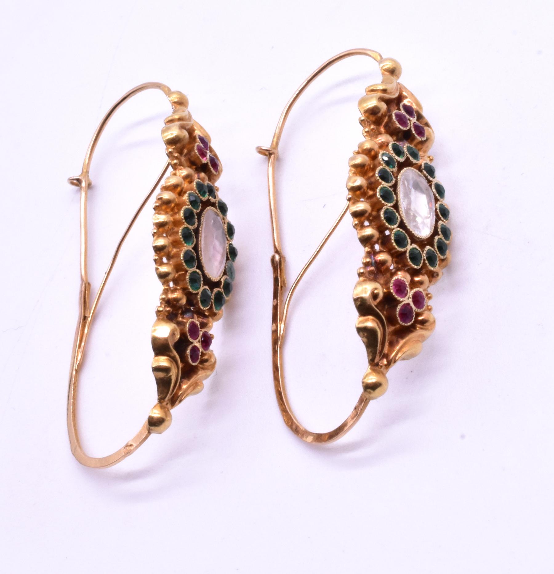 French Late 18th Century Paste Gold Poissarde Earrings 4