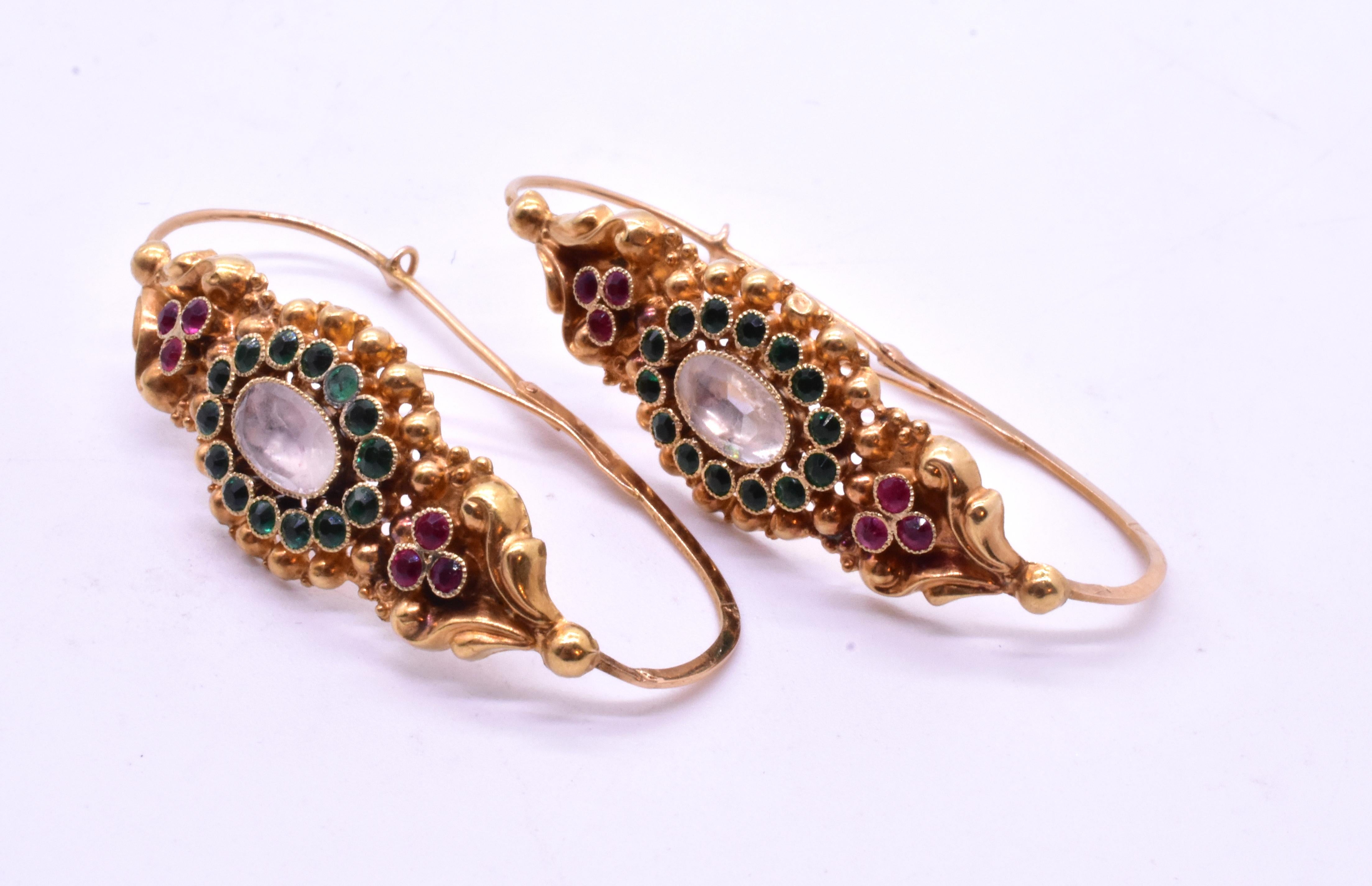 French Late 18th Century Paste Gold Poissarde Earrings For Sale 6