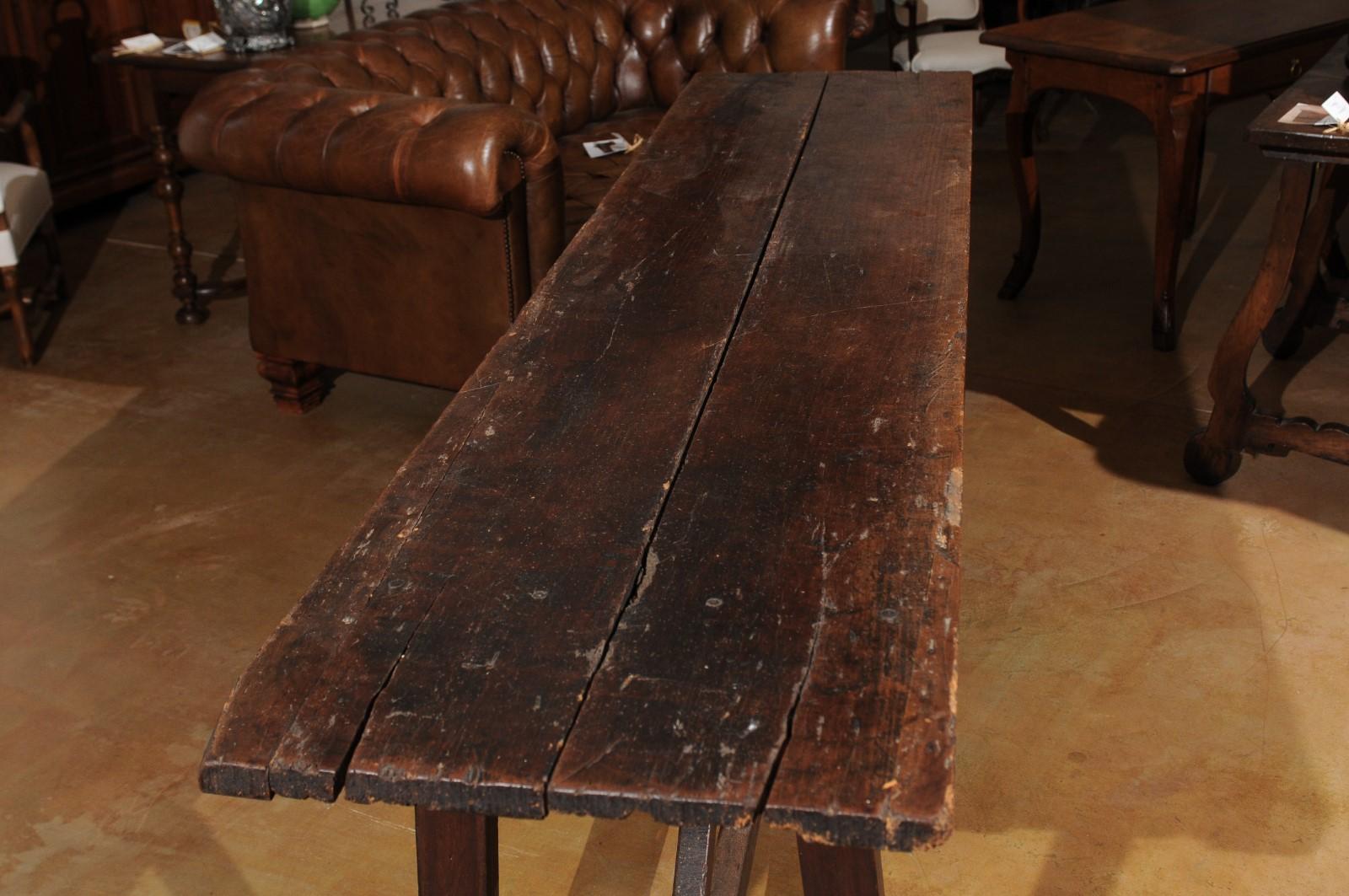 French Late 18th Century Walnut Sofa Table with Trestle Base and Great Patina 4