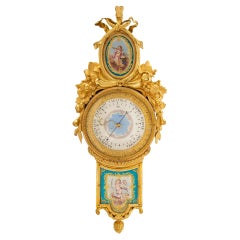 Französisches Barometer aus Goldbronze und Sèvres-Porzellan des späten 18. Jahrhunderts, signiert Giroux