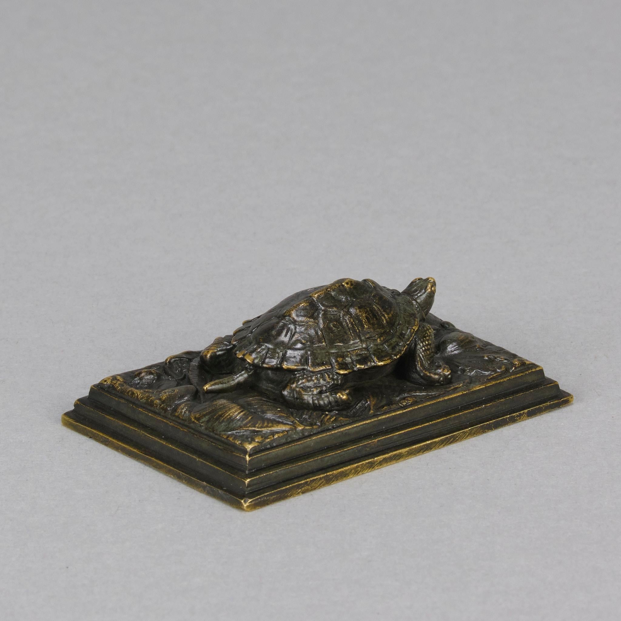Französische Tierier-Bronze „Tortue“ aus dem späten 19. Jahrhundert von Antoine L Barye (Art nouveau) im Angebot
