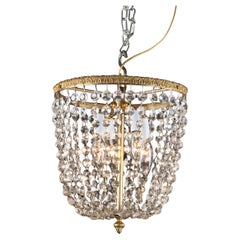 Plafoniera francese della fine del XIX secolo in bronzo e cristallo