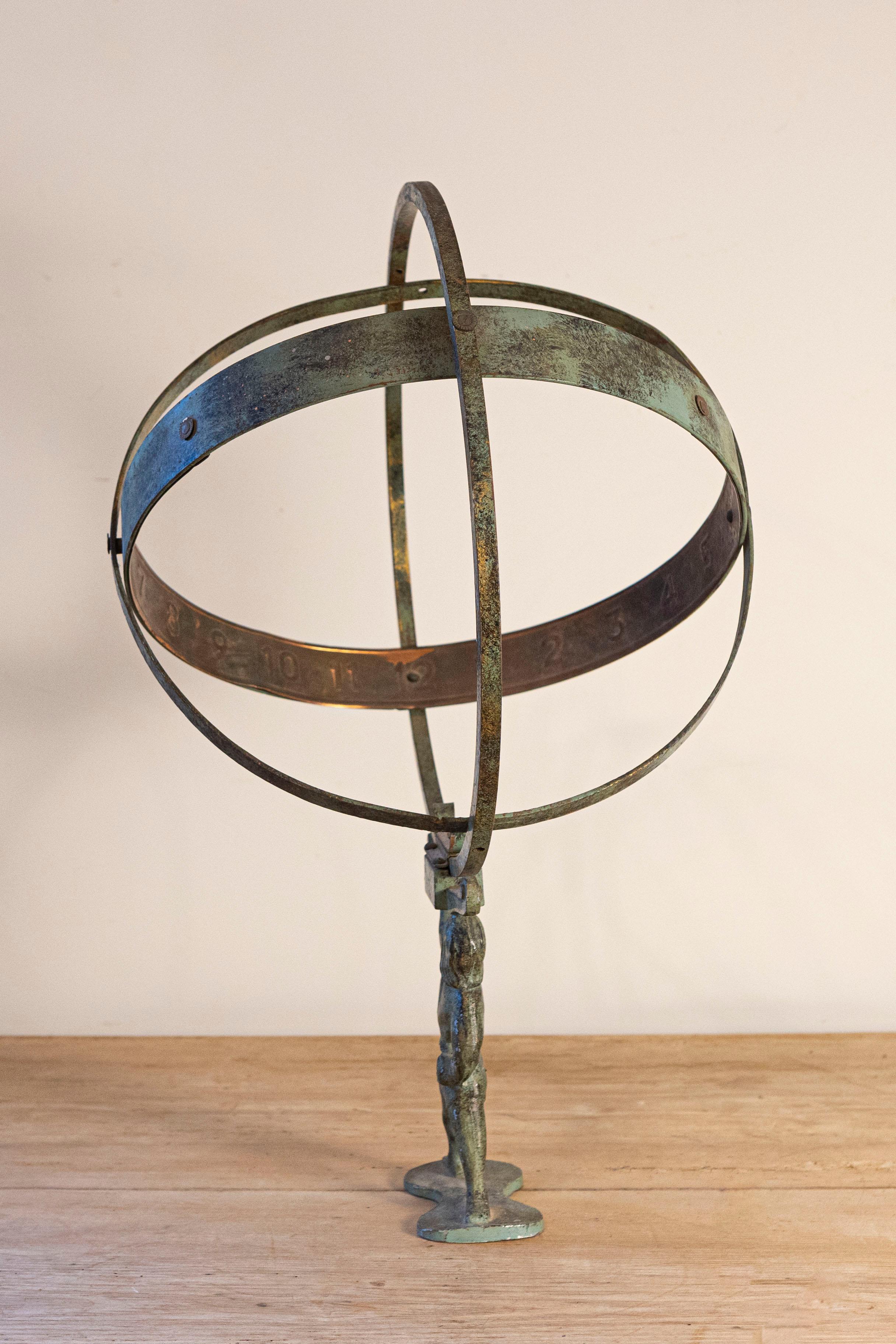 Bronze Sphère armillaire française de la fin du 19e siècle représentant le Atlas titane en vente