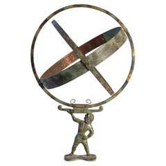 Sphère armillaire française de la fin du 19e siècle représentant le Atlas titane
