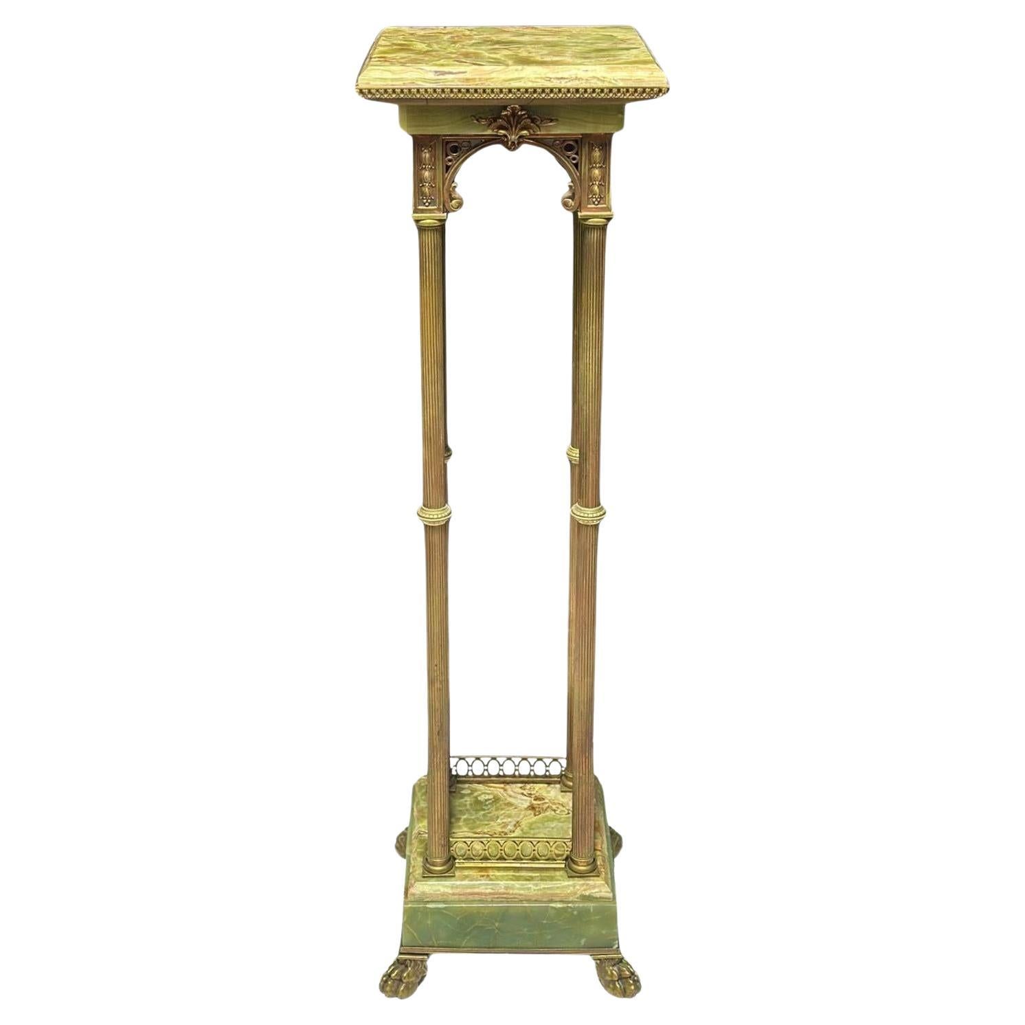French Late 19th Century Bronze & Onyx Pedestal For Sale