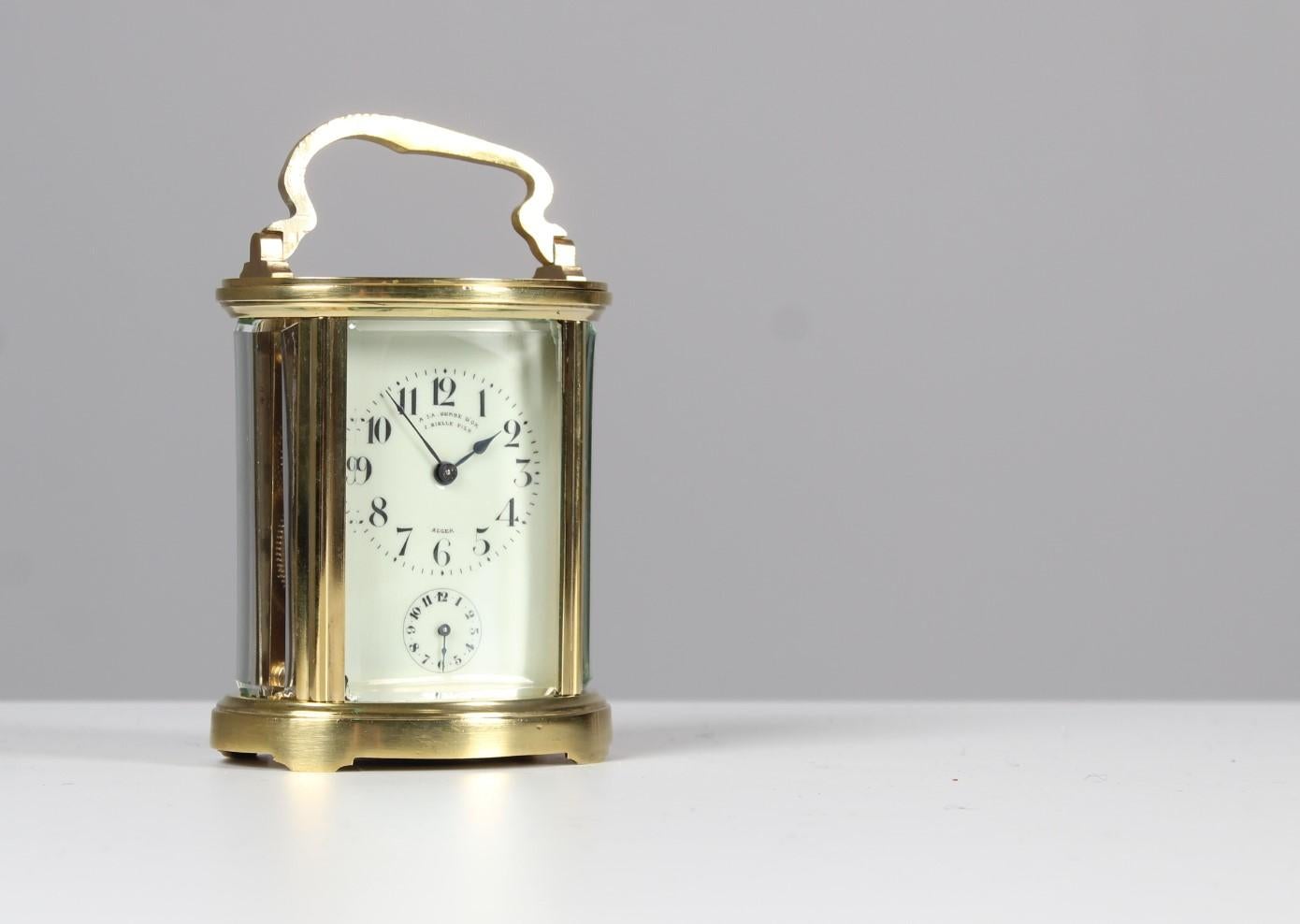 Brass French Late 19th Century Carriage Clock, Pendulette De Voyage For Sale
