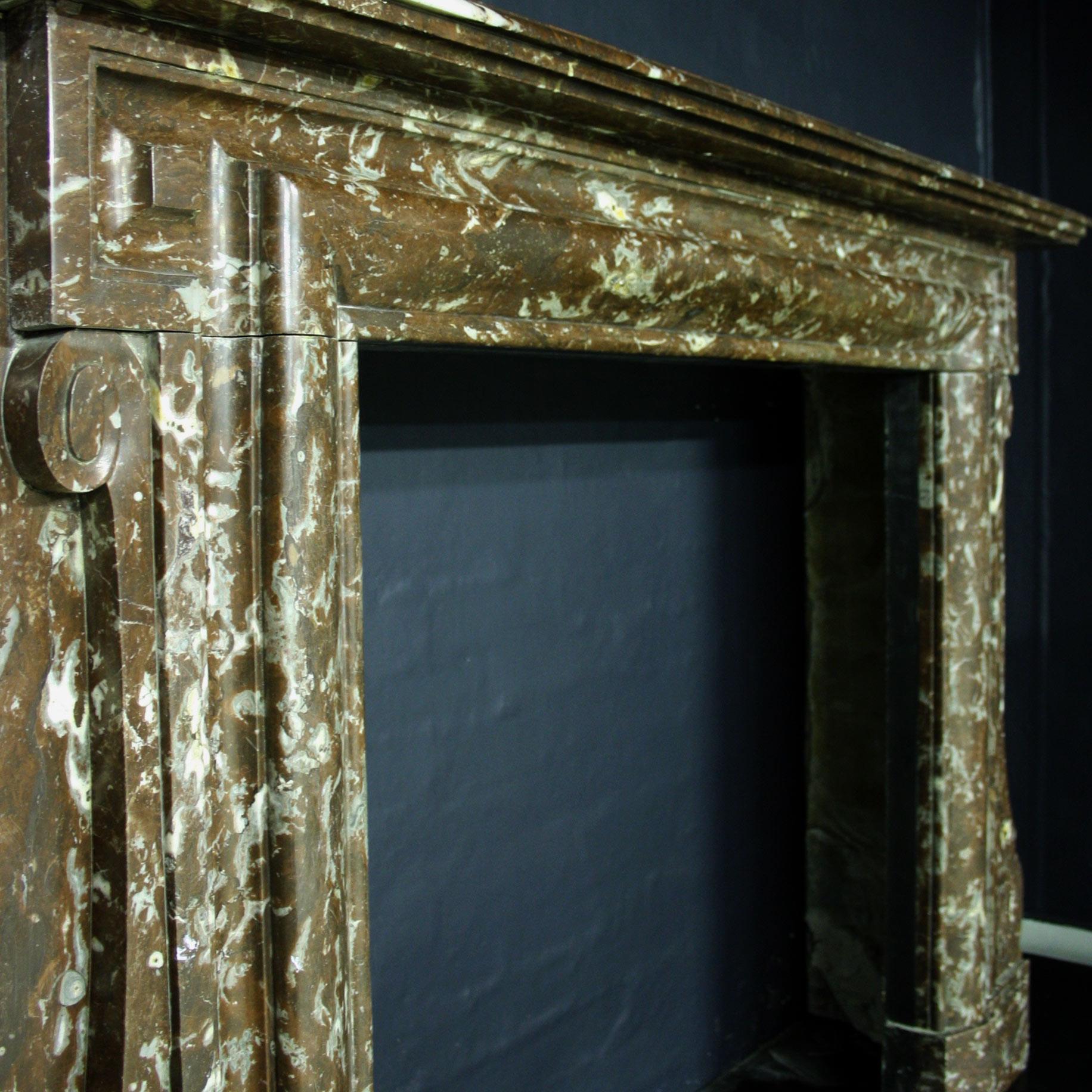 French Late 19th Century Chimneypiece in Rouge Royale Marble For Sale 2