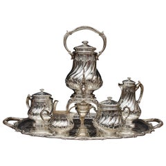 French Late 19th Century, Complete Silver Tea and Coffee Set by Odiot in Paris