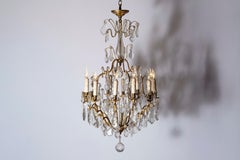 French Late 19th Century Crystal 12-Light Chandelier with Brass Armature